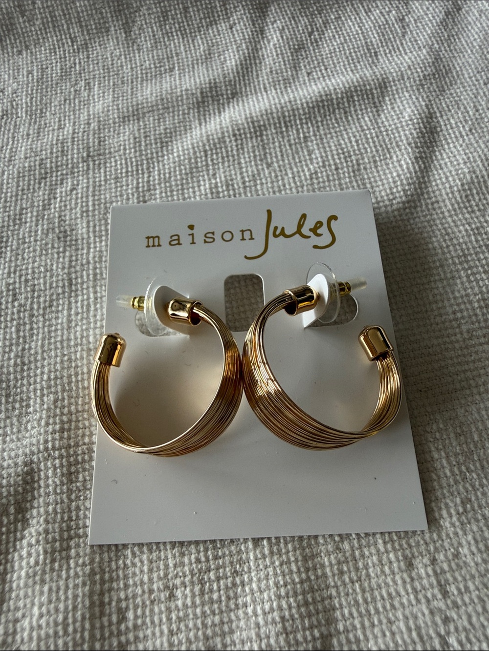 maison Jules Gold Tone Twisted Hoop Earrings